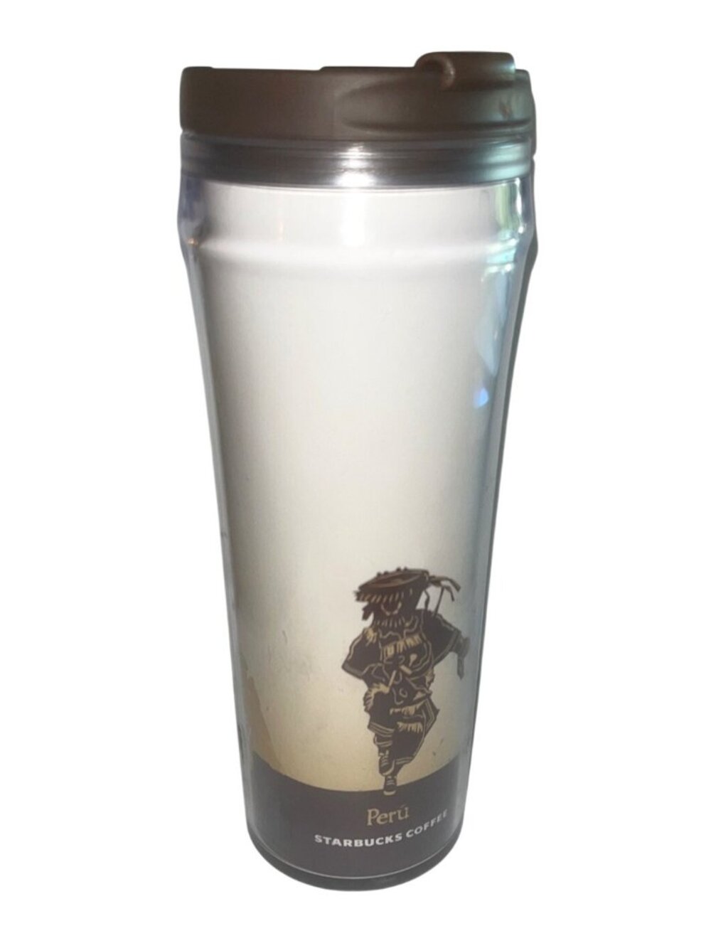 Starbucks Peru Travel Tumbler 16oz Brown Lid With Andean Design - Picture 2 of 5